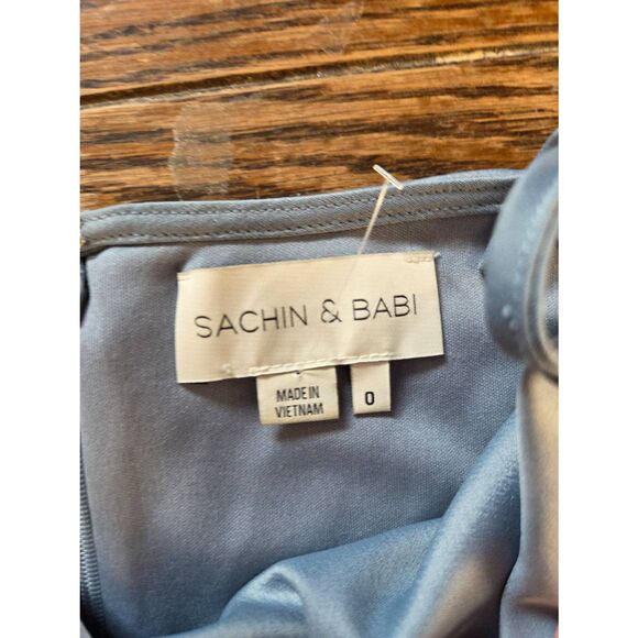 Sachin and Babi Anthropologie BLHDN Dusty Blue Cowl Neck Bridesmaid Dress Sz 0 - Picture 3 of 5